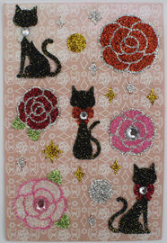 Autocollants rosâtres de mousse de scintillement de chats de Rose avec Shinning le style japonais de Dimond