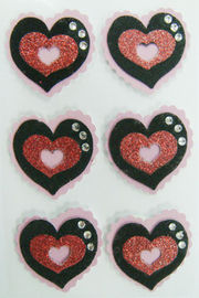 Autocollants en forme de coeur faits sur commande de scintillement rose imprimables pour le jour de valentines